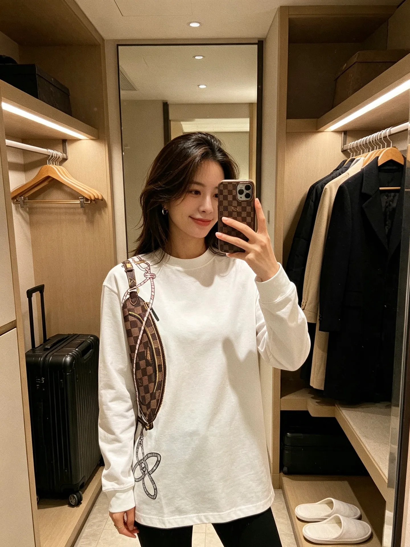 Louis Vuitton/Louis Vuitton chest bag printed long-sleeved T-shirt